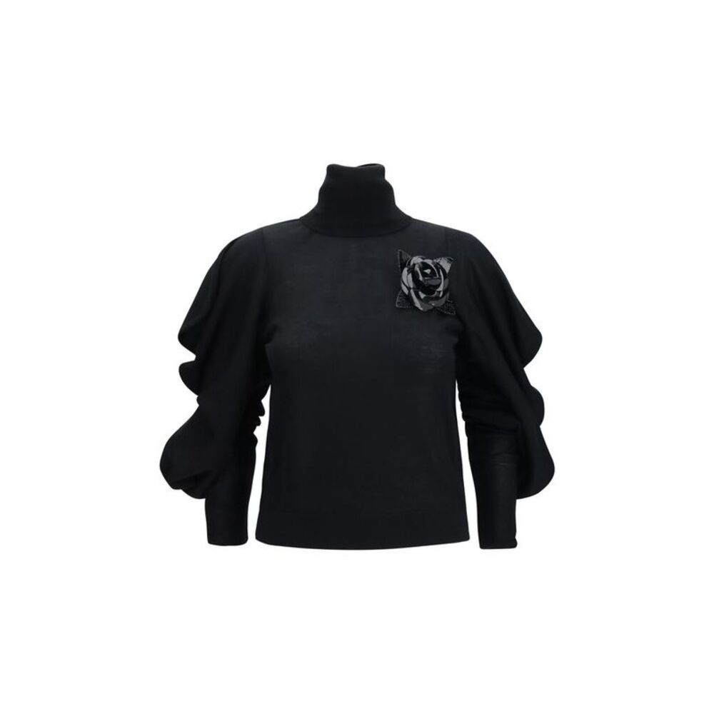 Blumarine Black Wool Oves Aries Women's Turtleneck